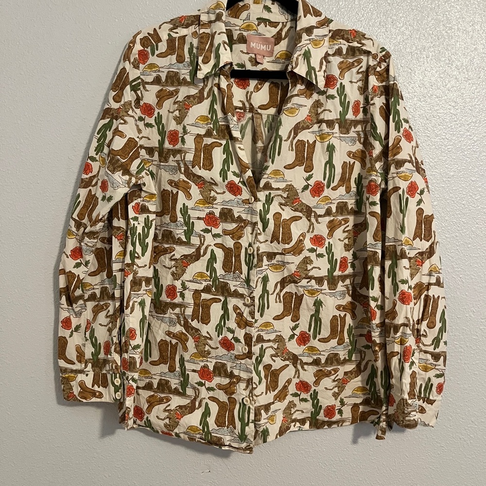 Show Me Your MuMu Cream Western Motif Shirt Jacket